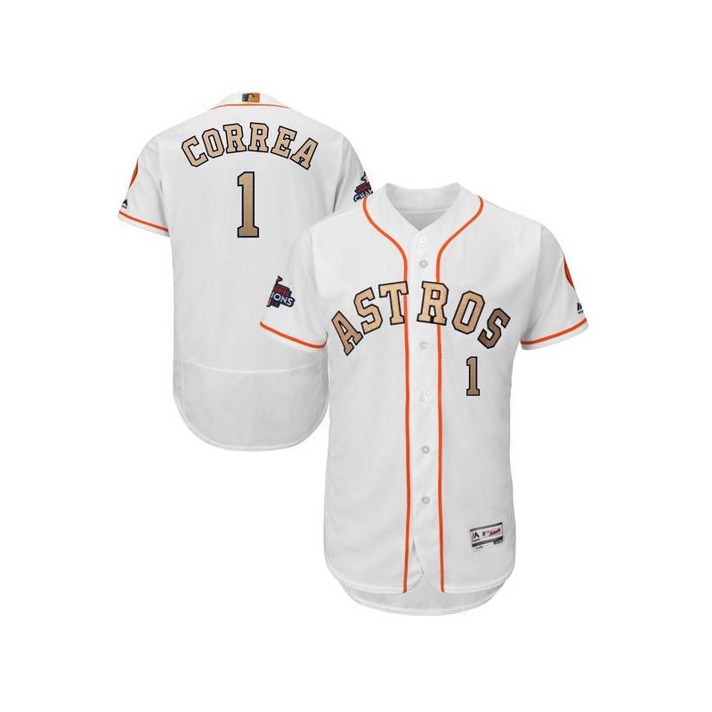 Cheap Rookie Correa Astros Jersey From China White Gold Program for World Series Champions Flex Base #1 Cheap Rookie Correa Astros Jersey From China White Gold Program for World Series Champions Flex Base #1