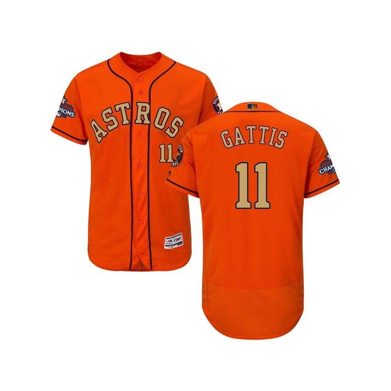 Cheap Evan Gattis Astros Jersey From China Orange Gold Program for World Series Champions Flex Base #11 Cheap Evan Gattis Astros Jersey From China Orange Gold Program for World Series Champions Flex Base #11