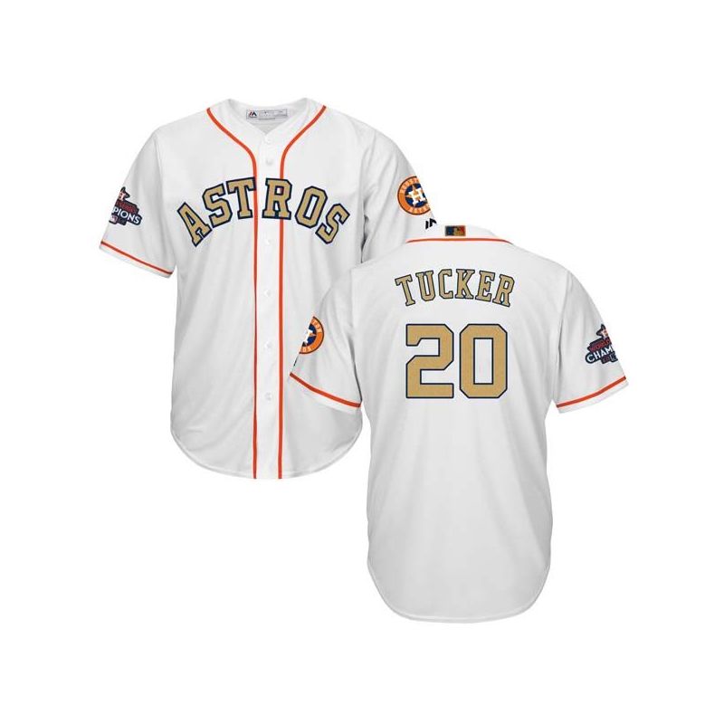 Cheap Preston Tucker Astros Jersey From China White Gold Program for World Series Champions Cool Base #20 Cheap Preston Tucker Astros Jersey From China White Gold Program for World Series Champions Cool Base #20