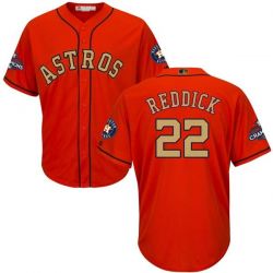 Cheap Josh Reddick Astros Jersey From China Orange Gold Program for World Series Champions Cool Base #22