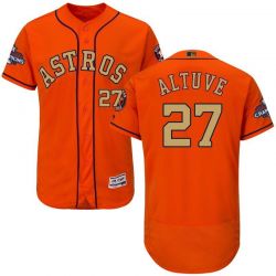 Cheap Jose Altuve Astros Jersey From China Orange Gold Program for World Series Champions Flex Base #27