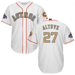 Cheap Jose Altuve Astros Jersey From China White Gold Program for World Series Champions Cool Base #27