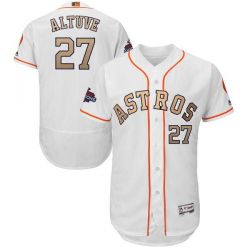 Cheap Jose Altuve Astros Jersey From China White Gold Program for World Series Champions Flex Base #27