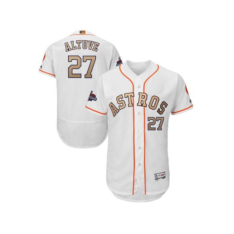 Cheap Jose Altuve Astros Jersey From China White Gold Program for World Series Champions Flex Base #27 Cheap Jose Altuve Astros Jersey From China White Gold Program for World Series Champions Flex Base #27