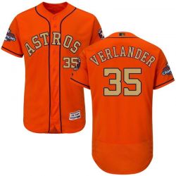 Cheap Justin Verlander Astros Jersey From China Orange Gold Program for World Series Champions Flex Base #35