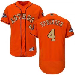 Cheap George Springer Astros Jersey From China Orange Gold Program for World Series Champions Flex Base #4