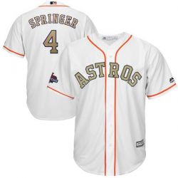 Cheap George Springer Astros Jersey From China White Gold Program for World Series Champions Cool Base #4
