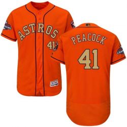 Cheap Brad Peacock Astros Jersey From China Orange Gold Program for World Series Champions Flex Base #41