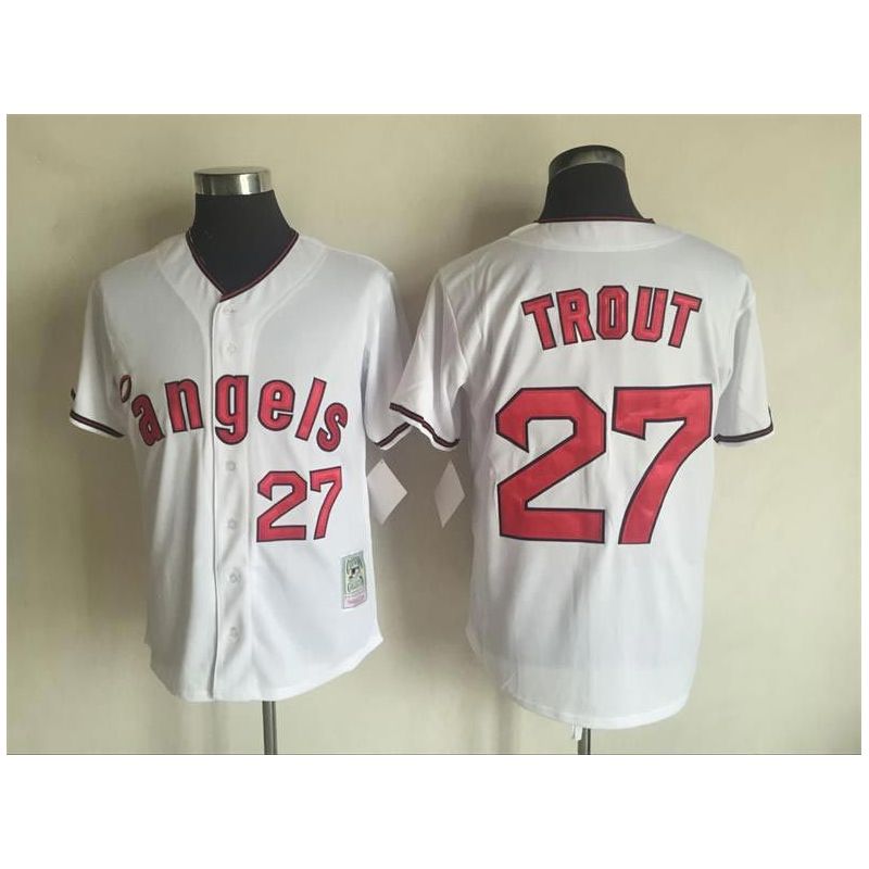 Cheap Mike Trout Angels Jersey From China White throwback #27