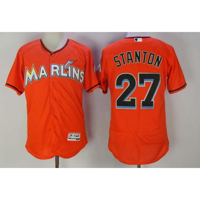 Cheap Giancarlo Stanton Marlins Jersey From China Orange Flex Base #27