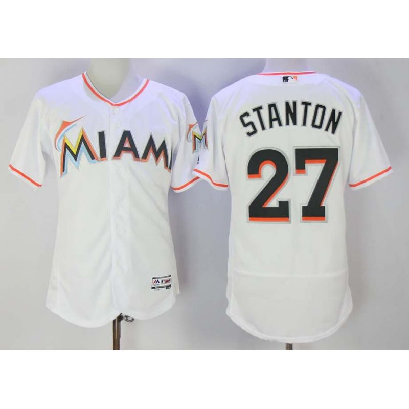 Cheap Giancarlo Stanton Marlins Jersey From China White Flex Base #27