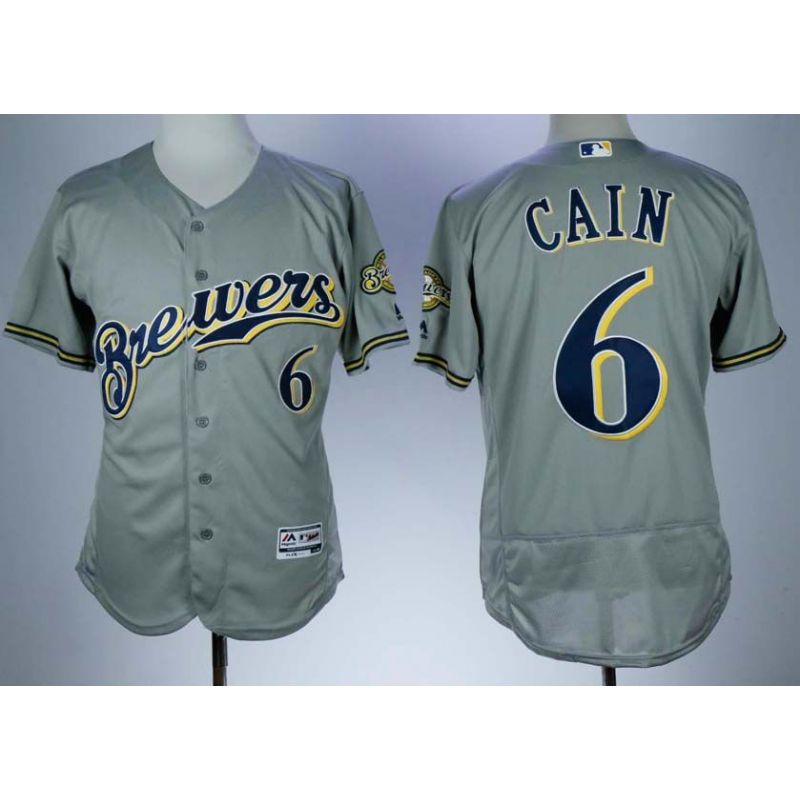 Cheap Lorenzo Cain Brewers Jersey From China Grey Flex Base #6