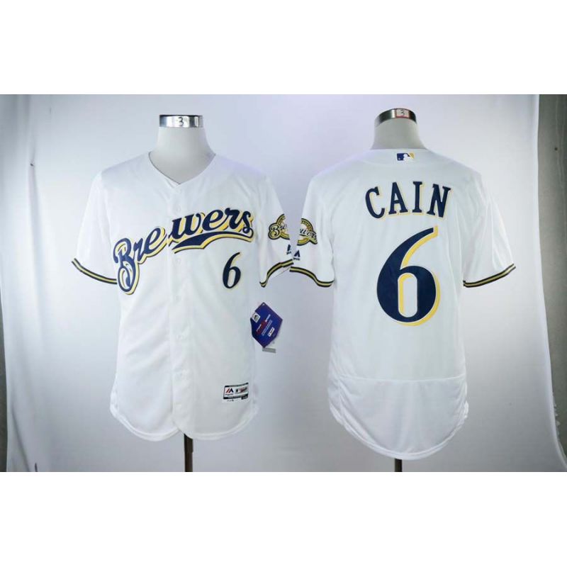 Cheap Lorenzo Cain Brewers Jersey From China White Flex Base #6
