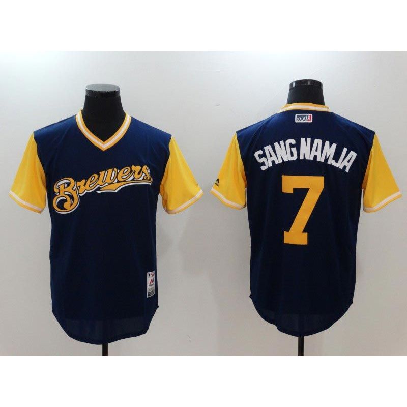 Cheap Eric Thames Nickname SANG NAMJA Brewers Jersey From China Little League Weekend #7 Cheap Eric Thames Nickname SANG NAMJA Brewers Jersey From China Little League Weekend #7
