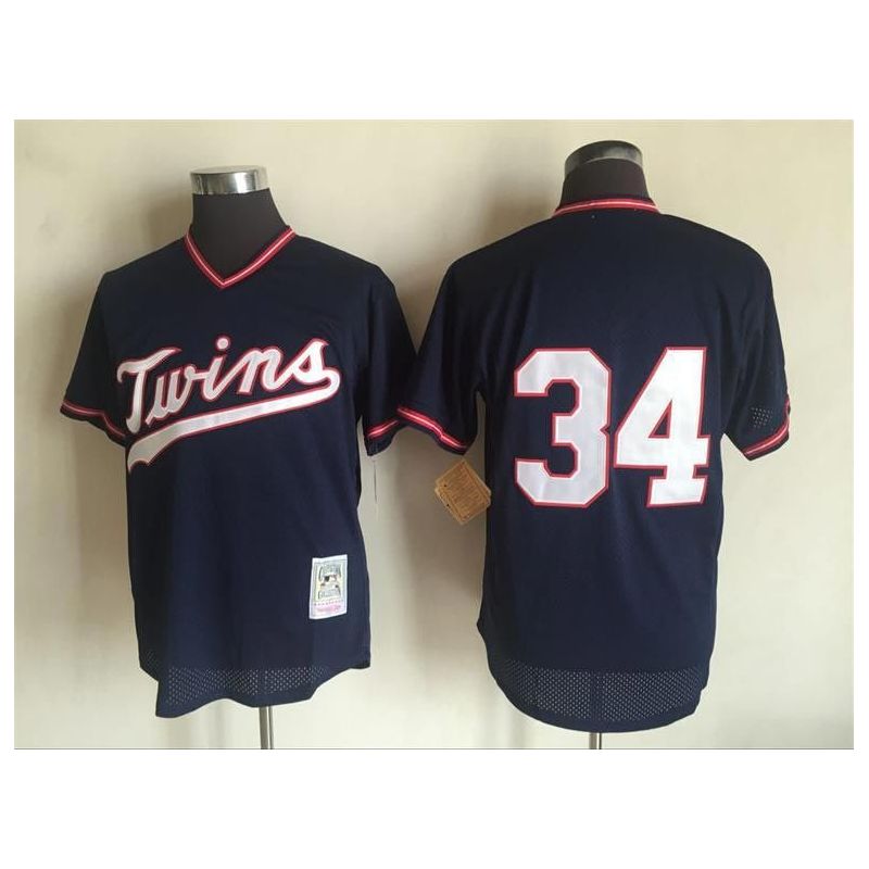 Cheap Kirby Puckett Twins Jersey From China Navy V-neck throwback #34