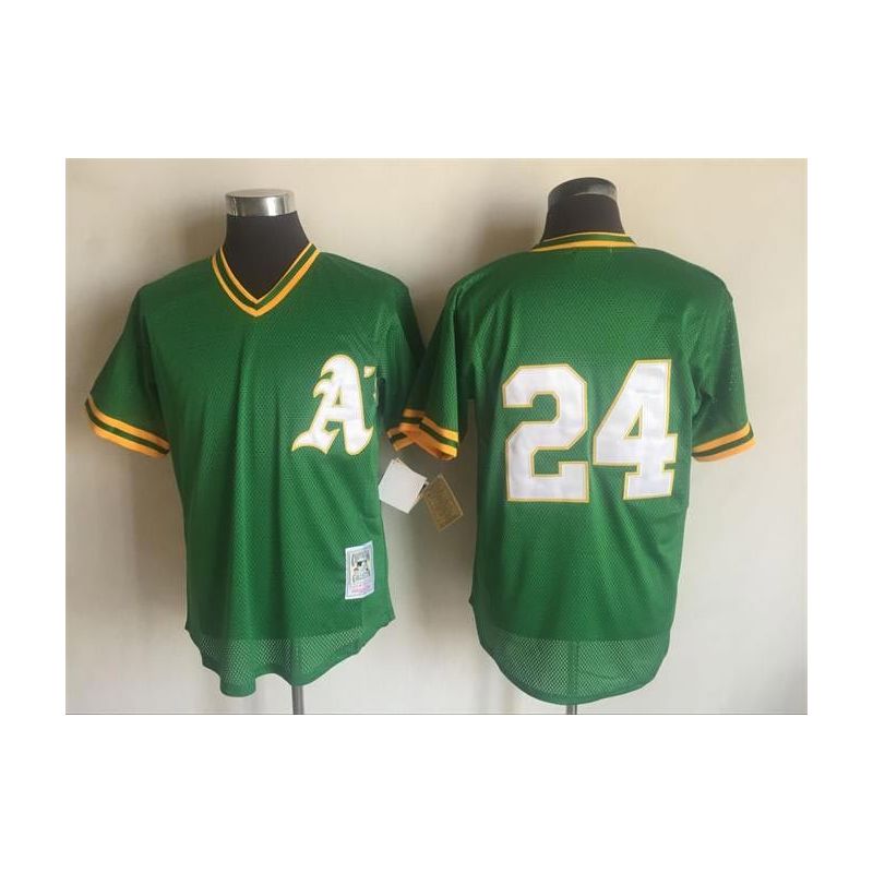 Cheap Rickey Henderson Athletics Jersey From China Green throwback #24