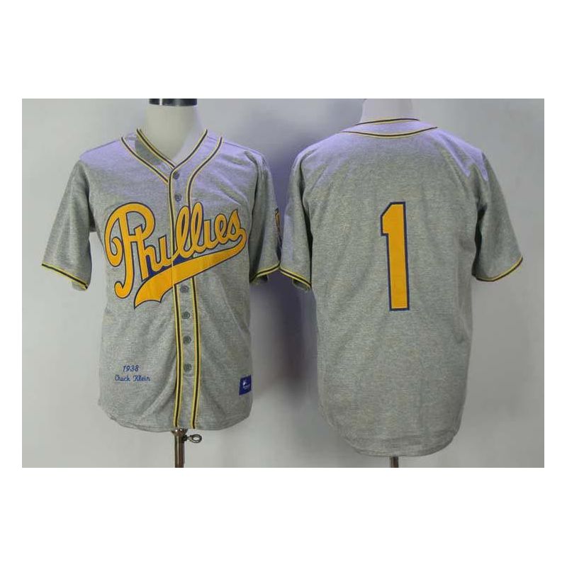 Cheap Chuck Klein Phillies Jersey From China HEMP Grey 1938 Throwback #1