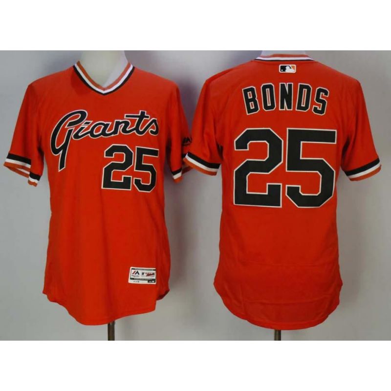 Cheap Barry Bonds Giants Jersey From China Orange Pullover Flex Base #25