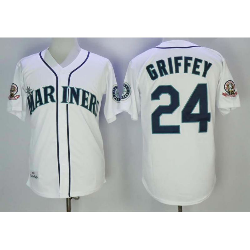 Cheap Ken Griffey Jr Mariners Jersey From China White 1995 throwback #24