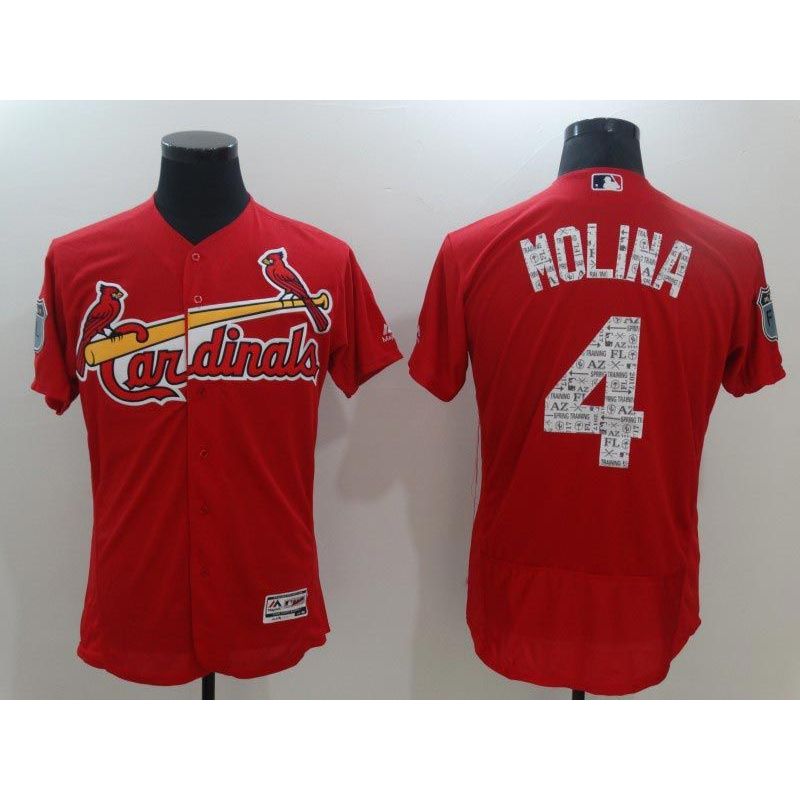 Cheap Yadier Molina Cardinals Jersey From China Red 2017 Spring Training #4 Cheap Yadier Molina Cardinals Jersey From China Red 2017 Spring Training #4