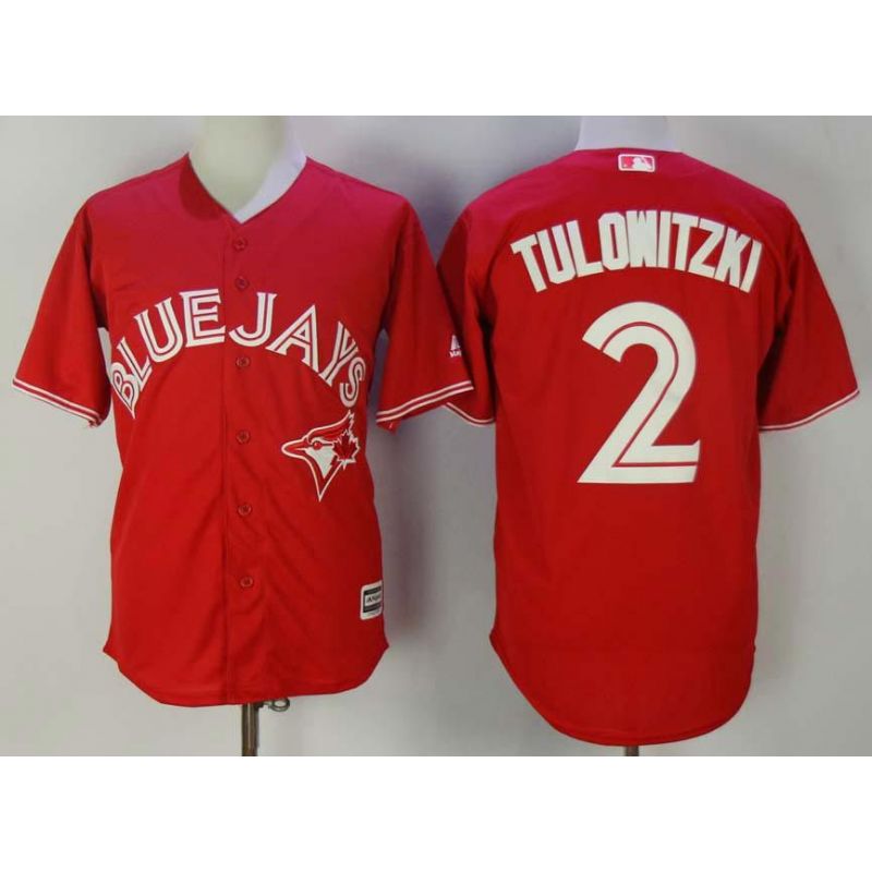 Cheap Troy Tulowitzki Blue Jays Jersey From China Red Cool Base #2