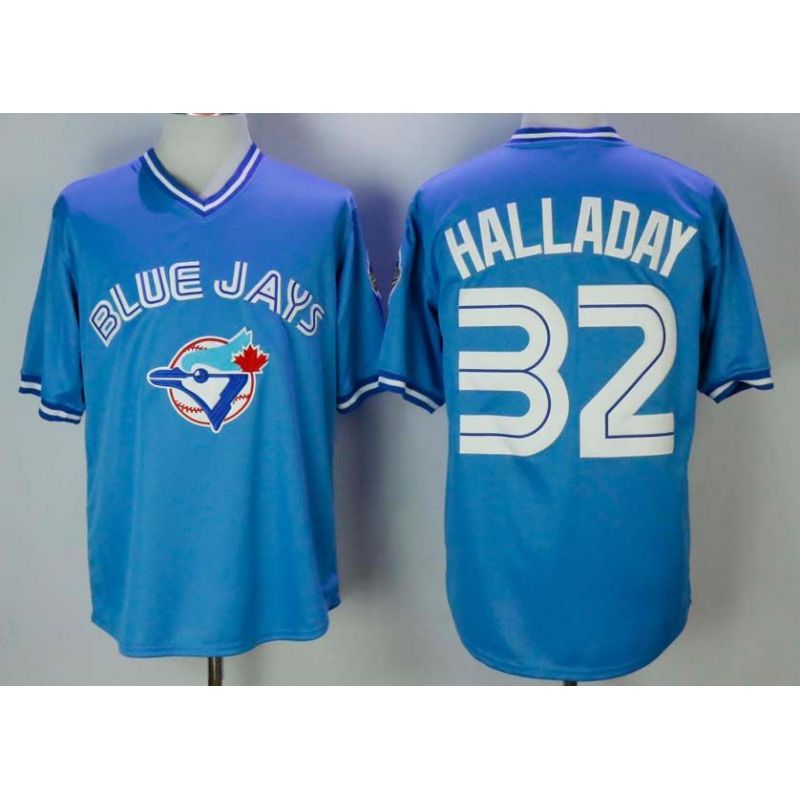 Cheap Roy Halladay Blue Jays Jersey From China Baby Blue throwback #32