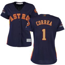 Cheap Rookie Correa Astros Women Jersey From China Blue Gold Program for World Series Champions #1