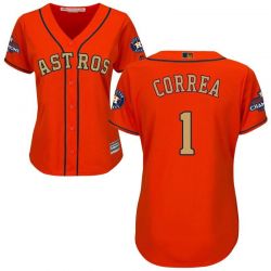 Cheap Rookie Correa Astros Women Jersey From China Orange Gold Program for World Series Champions #1