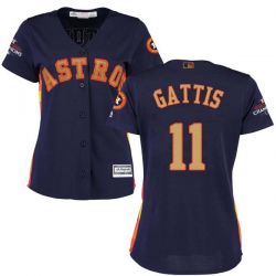 Cheap Evan Gattis Astros Women Jersey From China Blue Gold Program for World Series Champions #11