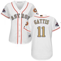 Cheap Evan Gattis Astros Women Jersey From China White Gold Program for World Series Champions #11