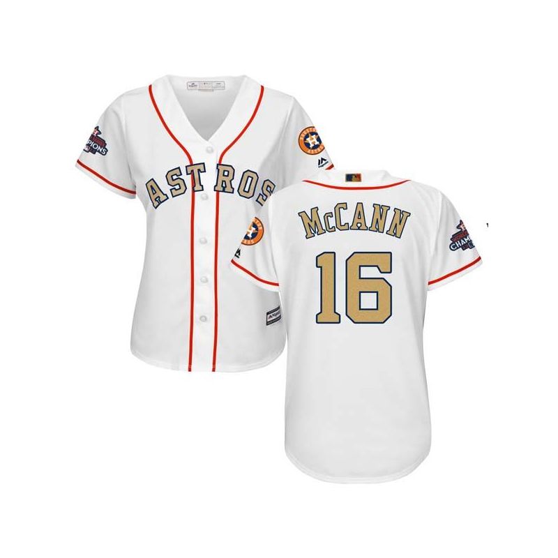 Cheap Brian McCann Astros Women Jersey From China White Gold Program for World Series Champions #16