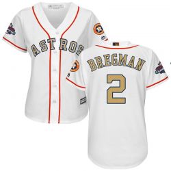 Cheap Alex Bregman Astros Women Jersey From China White Gold Program for World Series Champions #2