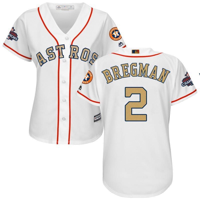 Cheap Alex Bregman Astros Women Jersey From China White Gold Program for World Series Champions #2