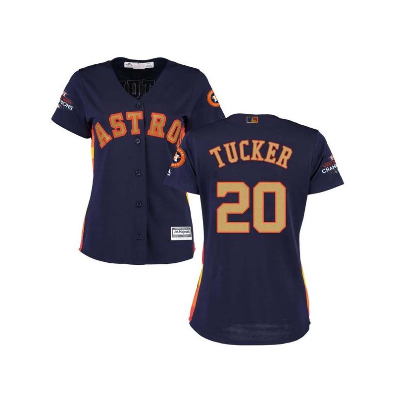 Cheap Preston Tucker Astros Women Jersey From China Blue Gold Program for World Series Champions #20