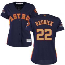 Cheap Josh Reddick Astros Women Jersey From China Blue Gold Program for World Series Champions #22