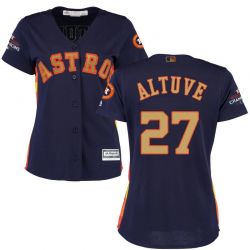 Cheap Jose Altuve Astros Women Jersey From China Blue Gold Program for World Series Champions #27