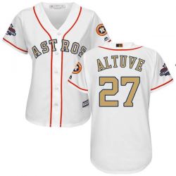 Cheap Jose Altuve Astros Women Jersey From China White Gold Program for World Series Champions #27