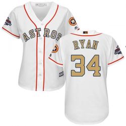 Cheap Nolan Ryan Astros Women Jersey From China White Gold Program for World Series Champions #34