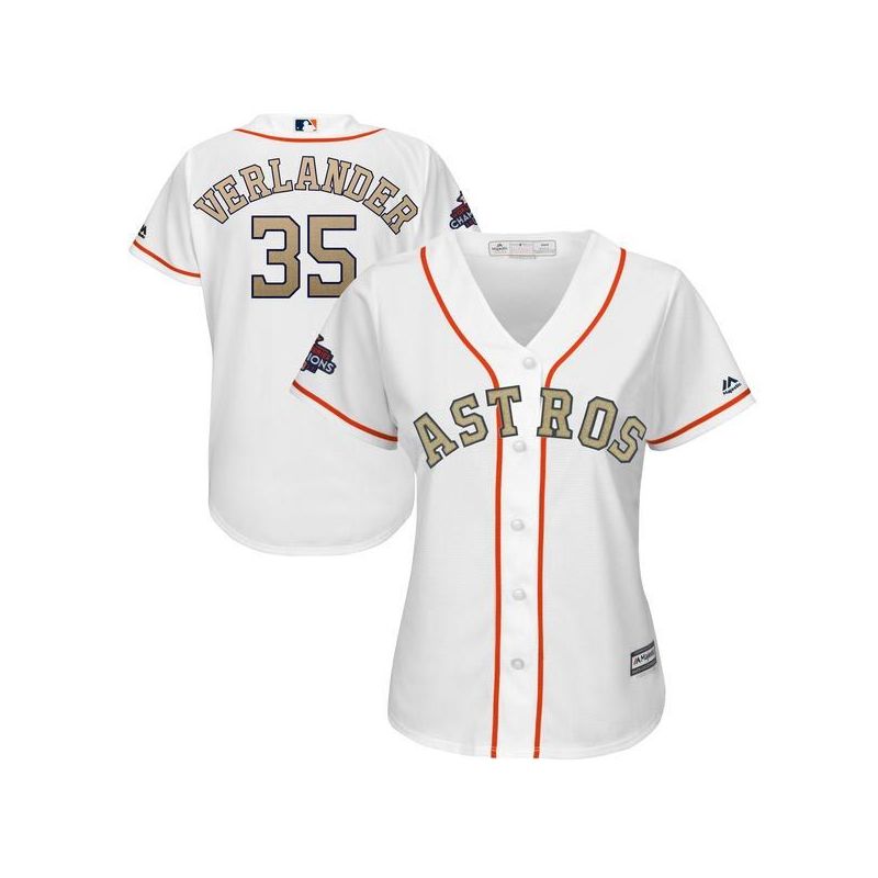 Cheap Justin Verlander Astros Women Jersey From China White Gold Program for World Series Champions #35