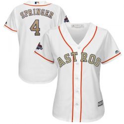 Cheap George Springer Astros Women Jersey From China White Gold Program for World Series Champions #4