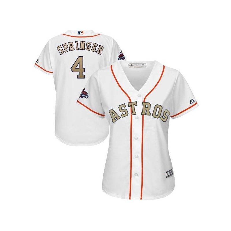 Cheap George Springer Astros Women Jersey From China White Gold Program for World Series Champions #4