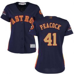 Cheap Brad Peacock Astros Women Jersey From China Blue Gold Program for World Series Champions #41