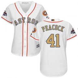 Cheap Brad Peacock Astros Women Jersey From China White Gold Program for World Series Champions #41