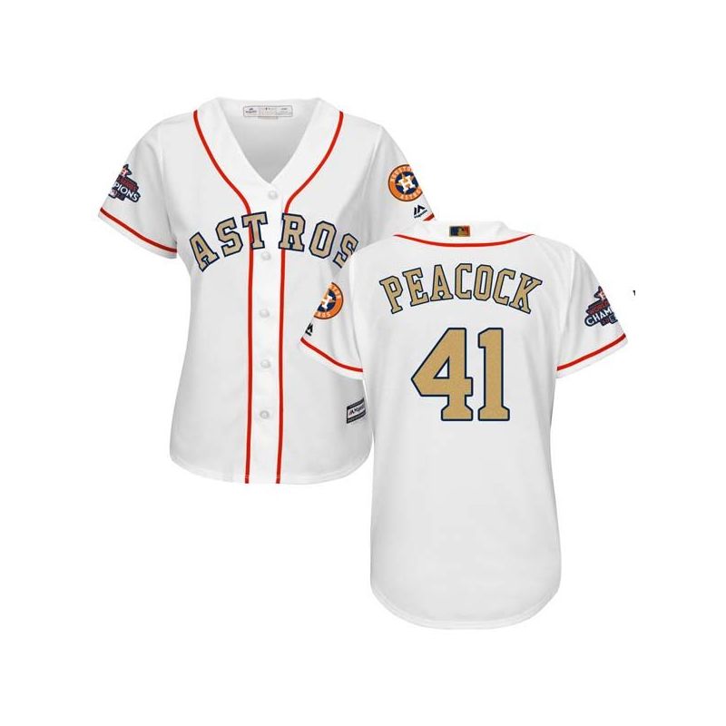 Cheap Brad Peacock Astros Women Jersey From China White Gold Program for World Series Champions #41