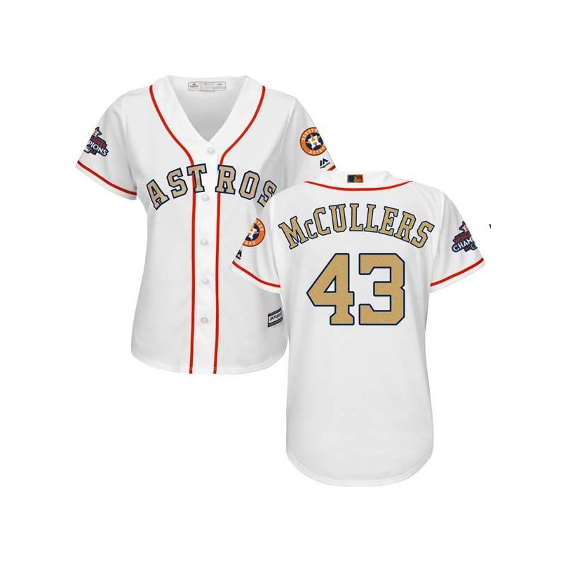 Cheap Lance McCullers Astros Women Jersey From China White Gold Program for World Series Champions #43