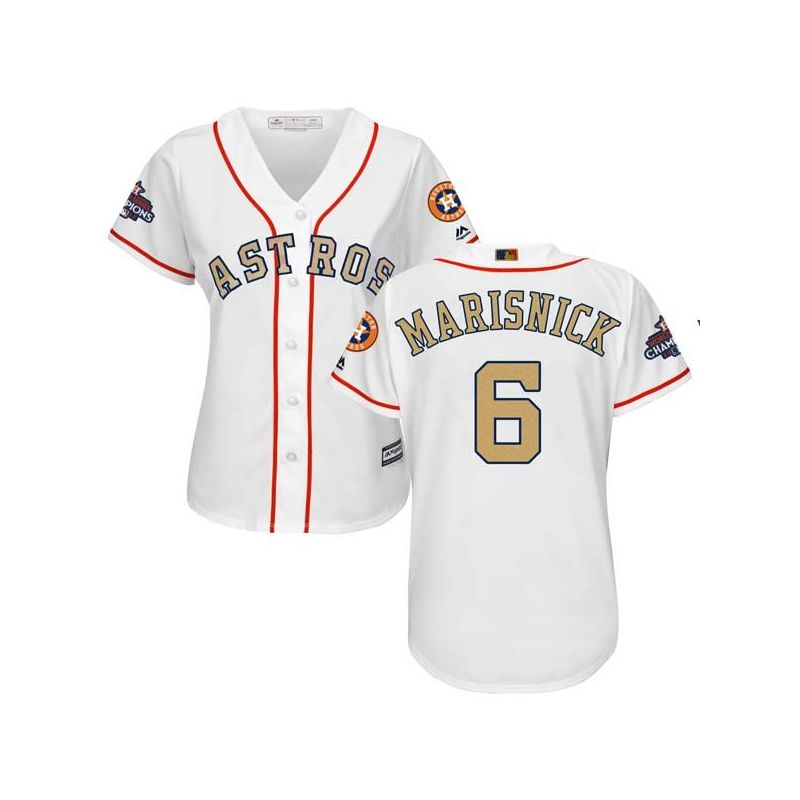 Cheap Jake Marisnick Astros Women Jersey From China White Gold Program for World Series Champions #6