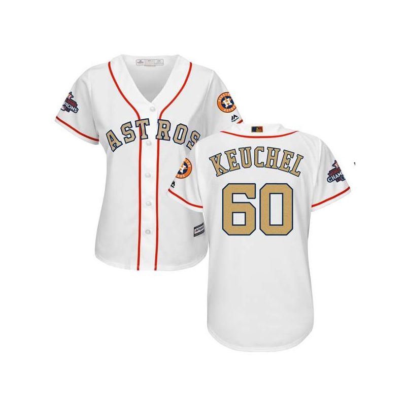 Cheap Dallas Keuchel Astros Women Jersey From China White Gold Program for World Series Champions #60