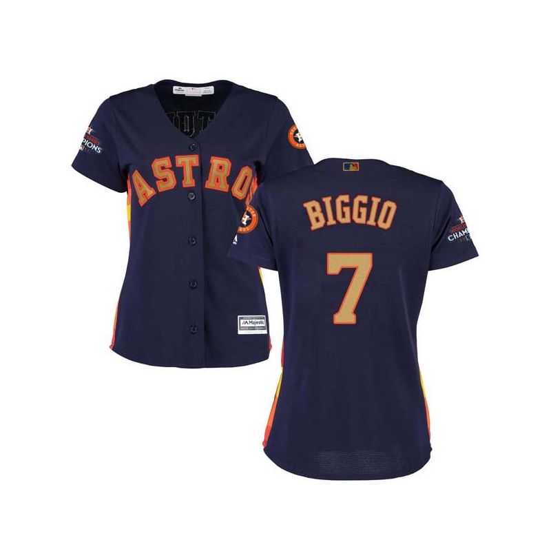 Cheap Craig Biggio Astros Women Jersey From China Blue Gold Program for World Series Champions #7