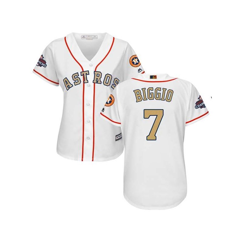 Cheap Craig Biggio Astros Women Jersey From China White Gold Program for World Series Champions #7