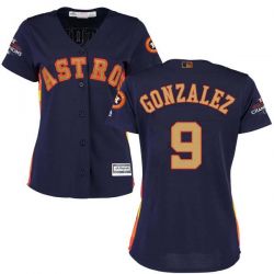 Cheap Marwin Gonzalez Astros Women Jersey From China Blue Gold Program for World Series Champions #9